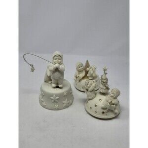 VINTAGE DEPT 56 SNOWBABIES MUSIC BOX LOT OF 3 COLLECTIBLE CHRISTMAS WINTER WORKS